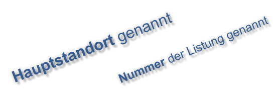 Hauptstandort genannt Nummer der Listung genannt